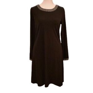 NWT - Michael Kors Women’s Long Sleeve Pullover Dress (Black & Silver / XS)